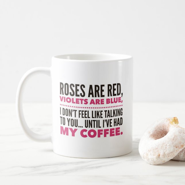 Rose sind rot, violettes blau, lustiges Gedicht Ka Kaffeetasse (Mit Donut)