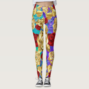 Rose sind Rote Rosen sind Gold Lila Aquamarin  Leggings