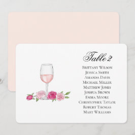 Rose Sitzplan. Wine Glass. Blumenhochzeit Einladung