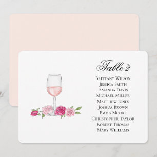 Rose Sitzplan. Wine Glass. Blumenhochzeit Einladung