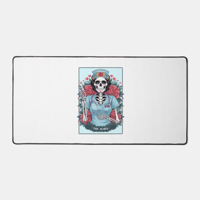 Rose Skeleton Nurse Tarot Card Halloween Es Schreibtischunterlage (Vorderseite)