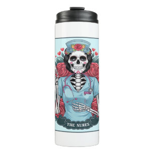Rose Skeleton Nurse Tarot Card Halloween Es Thermosbecher