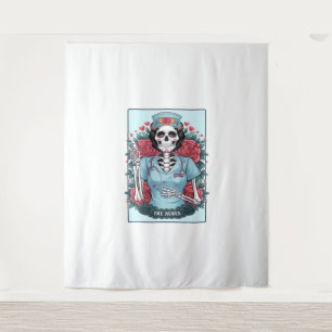 Rose Skeleton Nurse Tarot Card Halloween Es Wandteppich