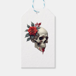 Rose Skeleton Skull Hand Red Flower Rose T-Shirt ( Geschenkanhänger