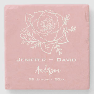 Rose Sketch Personalisierte Hochzeit/ Brautparty Steinuntersetzer