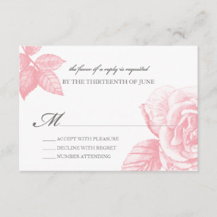Rose Sketch Replik Card in Rosa RSVP Karte