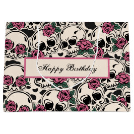 Rose Skull Pattern Geburtstag Große Geschenktüte