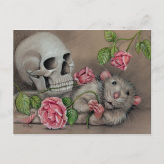 Rose Skull Postcard zeichnend Postkarte