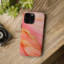 Rosé Soleil Luxury Coral Pink Watercolor gold iPhone 16 Hülle