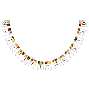 Rose Sonnenblumen Hochzeit nur verheiratet Banner