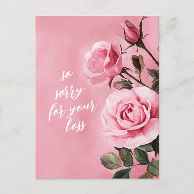 ROSE-SORRY FÜR VERLUSTE KUSTOM-Beileid Postkarte (Vorderseite)