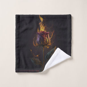 Rose stand in Flammen Waschlappen