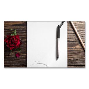 Rose Stift und Papier Magnetische Visitenkarte