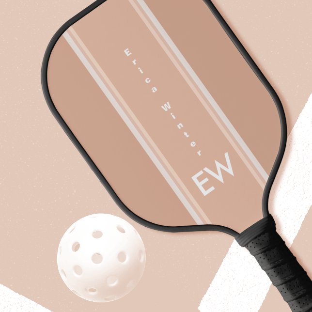 Rose Streifen Feminine Rosa Mit Monogramm Pickleball Schläger (Von Creator hochgeladen)