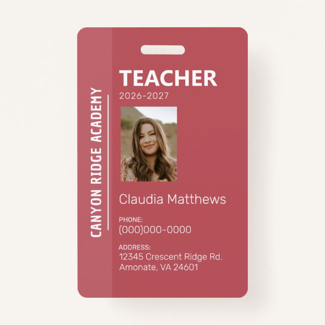 Rose Stripe Homeschool Educator ID Badge Ausweis (Vorderseite)