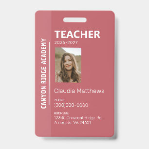 Rose Stripe Homeschool-Lehrer-ID-Ausweis Ausweis