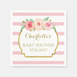 Rose Stripes Goldrosa Blumenbaby-Dusche Serviette