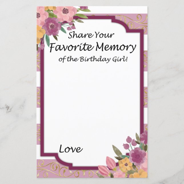 Rose Stripte Lieblingsgedächtnis des Geburtstagskr (Vorderseite)