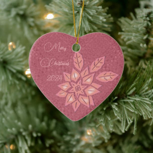 Rose Strohhalm und Peach Gradient Poinsettia Keramik Ornament