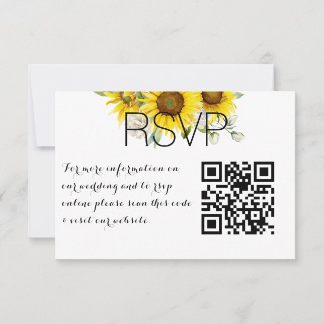 Rose sunflower QR photo wedding Response Card RSVP Karte (Vorderseite)