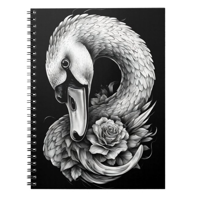 "Rose Swan" Floral Art Spiral Notebook Notizblock (Vorderseite)