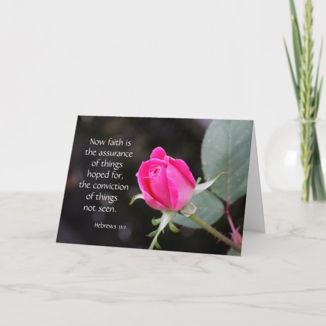 Rose Sympathy Card w Vers (Hebräer) auf Glaubenswu Karte (Vorderseite)