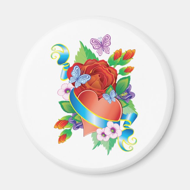 Rose Tattoo Hearts Magnet (Vorne)