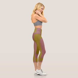 Rose Taupe Gold hoch taillierte Caprihosen Capri Leggings