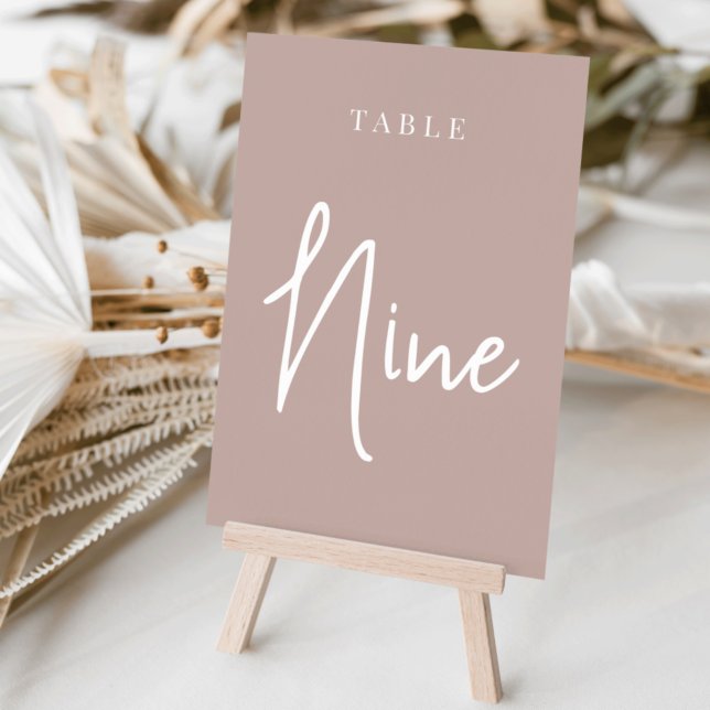 Rose Taupe Hand Scripted Table NINE Tischnummer (Von Creator hochgeladen)