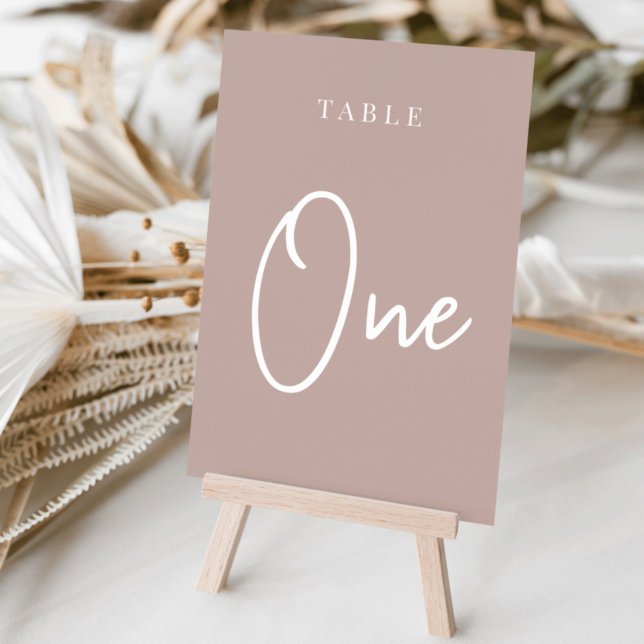 Rose Taupe Hand Scripting Tabelle 1 Tischnummer (Von Creator hochgeladen)