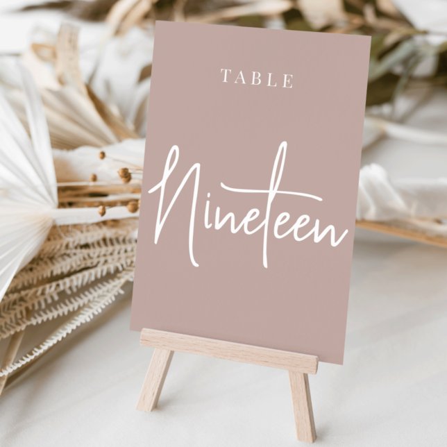 Rose Taupe Hand Scripting Table NINETEEN Tischnummer (Von Creator hochgeladen)