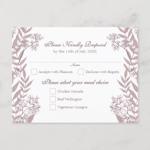 Rose Taupe Hochzeit Vintage Botanical Feiertagspostkarte