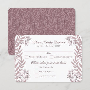 Rose-Taupe-Hochzeit Vintage-Botanik Einladung