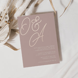 Rose Taupe   Rose Gold Script Monogram Wedding Folieneinladung