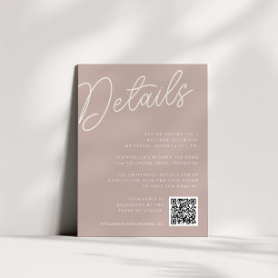 Rose Taupe Script Watermark All-in-One Details Begleitkarte