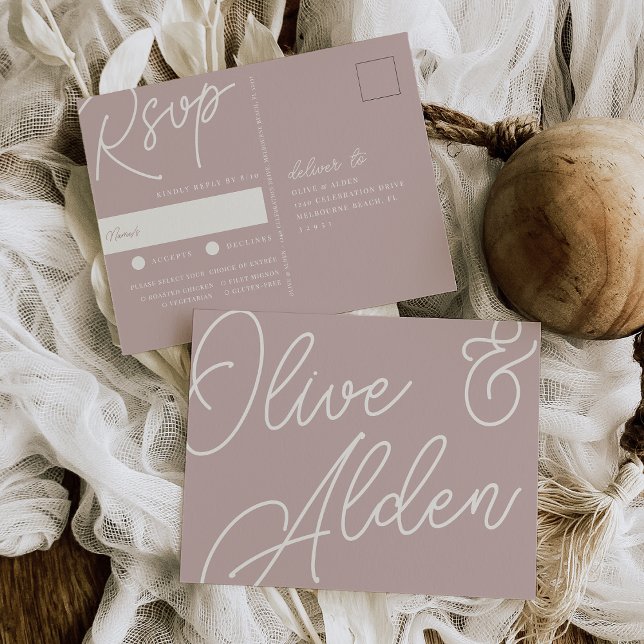 Rose Taupe | Script Watermark Meal Choice UAWG Postkarte (Von Creator hochgeladen)