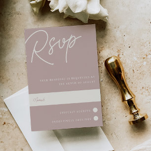 Rose Taupe   Script Watermark Traditionelle RSVP Karte
