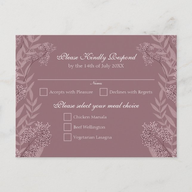 Rose Taupe Wedding Vintag Botanical Feiertagspostkarte (Vorderseite)