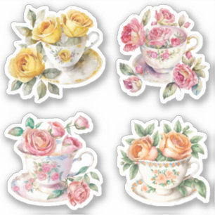 Rose Teacups Aufkleber