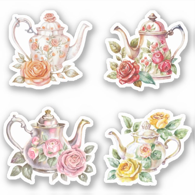 Rose Teapots Aufkleber (Vorderseite)