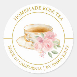 Rose Tee Modernes Label Runder Aufkleber