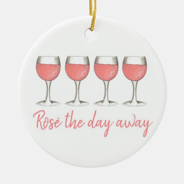Rosé The Day Away Pink Blush Rose Weingläser Keramik Ornament (Vorne)