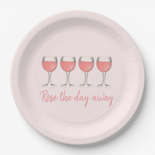 Rosé The Day Away Rosa Rose Glass Wein Lover Pappteller