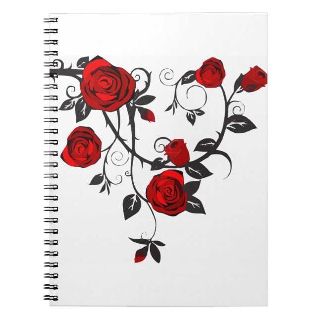 Rose Thorns Bloom Blume Red Black Leaf Pflanze Notizblock (Vorderseite)