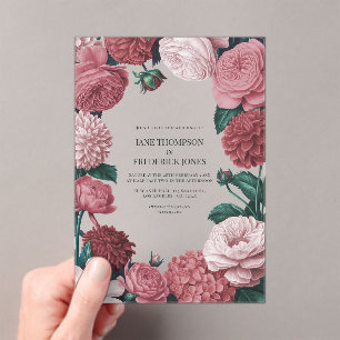 Rosé-Ton, Terra Pink und Pfingstrosen-Rauch Floral Acryleinladungen