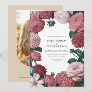 Rosé-Ton, Terra Pink und Pfingstrosen-Rauch Floral Einladung
