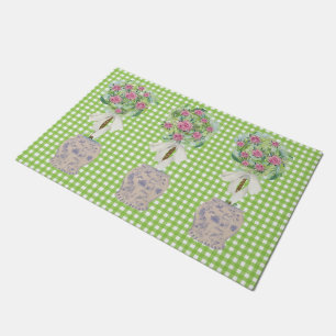 Rose Topiary Blue und White Ginger Jar mat Fußmatte