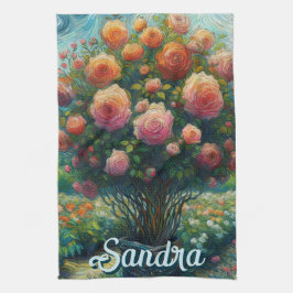 Rose Topiary Van Gogh Style Rose Blumenrosa Geschirrtuch