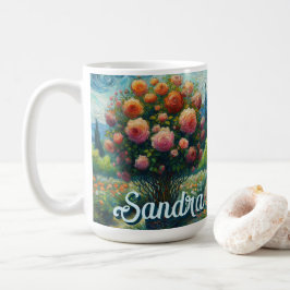 Rose Topiary Van Gogh Style Rose Blumenrosa Kaffeetasse