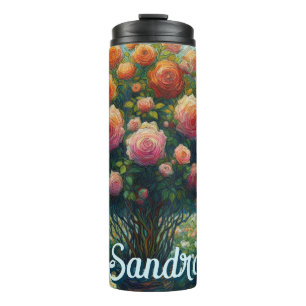 Rose Topiary Van Gogh Style Rose Blumenrosa Thermosbecher